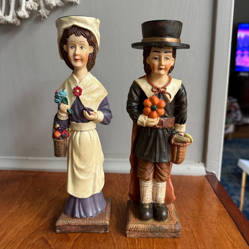 Windsor Collection vintage pilgrim candlestick holders  9" tall